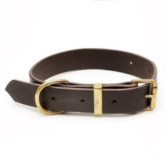 Mihos Handmade Deri Köpek Tasması Kahverengi M (36-45CM) Cl-Mı-Br-M
