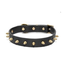 Thor Handmade Deri Köpek Tasması Siyah M  (36-45CM) Cl-Th-Bl-M